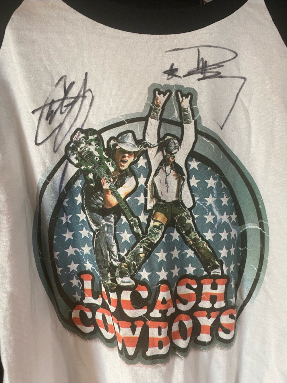 Signed LoCash Cowboys White & Black  Graphic Raglan Tee XL - Picture 2 of 7